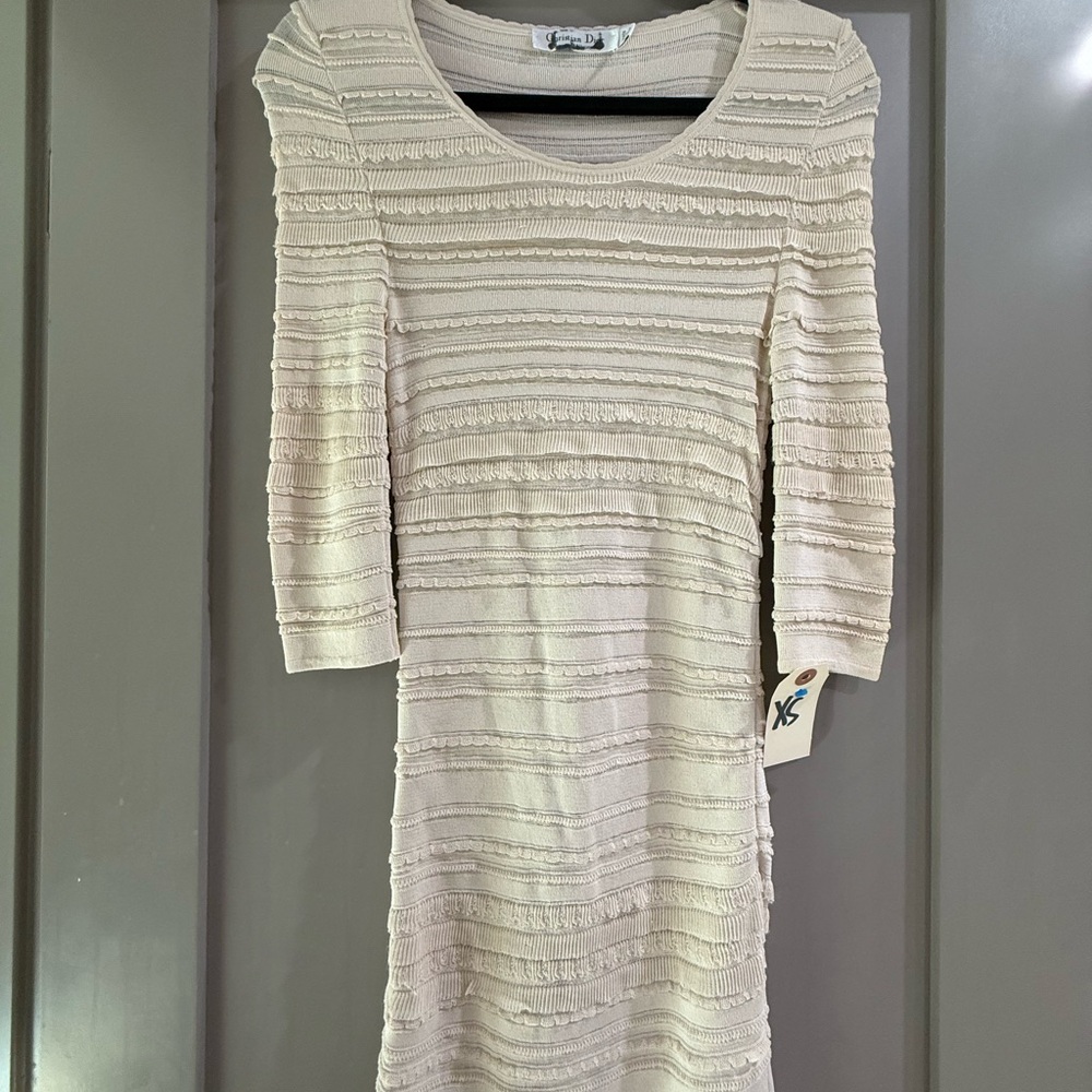 Christian Dior Vintage Cream Long Sleeve Dress